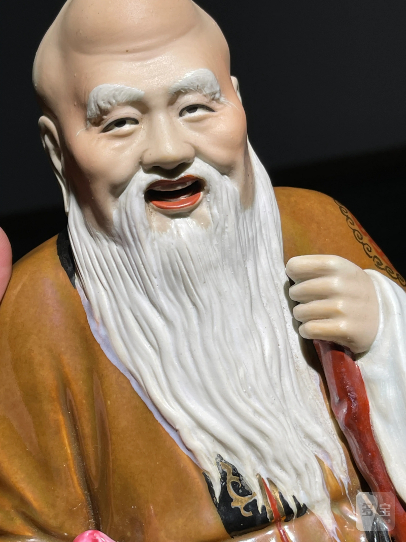 50年代 粉彩寿星瓷塑 - 图5